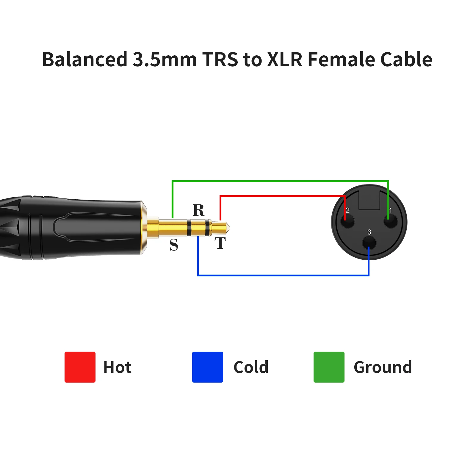 CableCreation 1/8 Inch 3.5mm to XLR Cable, Balanced XLR Female to 3.5mm Microphone Cable
