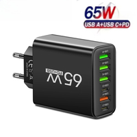 65W 6 Ports USB C Charger USB Fast Charging QC3.0 Travel Chargers For iPhone 15 Samsung Xiaomi Mobile Phone Adapter EU US Plug