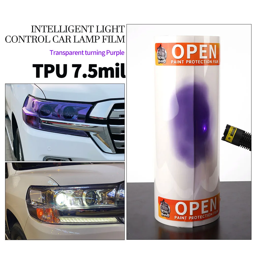Automotive TPU Headlight Film Intelligent Light Control Car Body Protection Film Repair Scratches Photochromic Modification Film