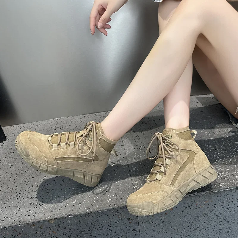 Women's Breathable Lightweight Hiking Boots Tactical Boots Camping Thick Women's Hiking Shoes Travel Fashionable Workwear Boots