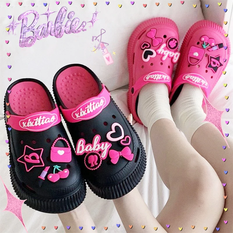 Barbie Adults Croc Kawaii Trendy Movie Slippers Stylish Color Soft Non-Slip Fashion Sandals Cartoon Lovely Girls Christmas Gift