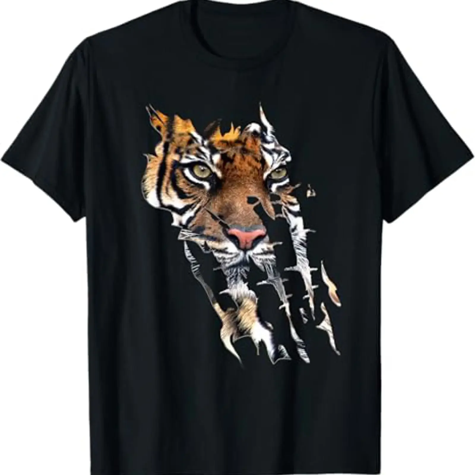 Tiger Head T Shirt Wild Cat Tigers skin paw print Men Kids vintage Washed Stretched homme Breathable Top For Everyday Wear