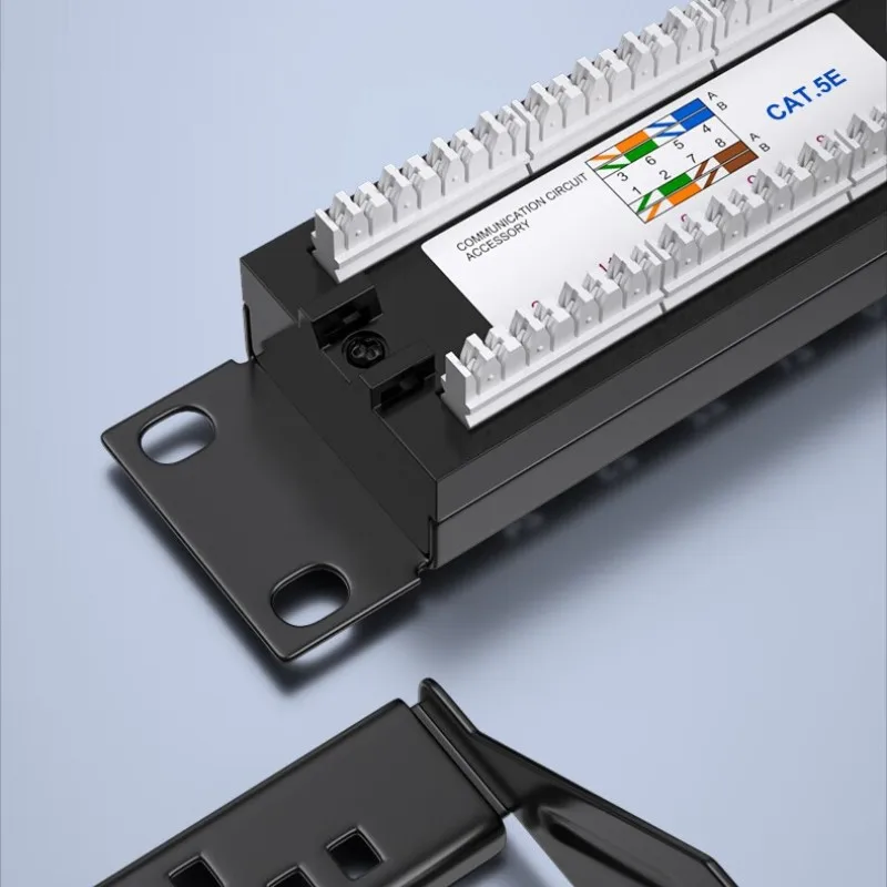 1U 19인치 메탈 랙마운트 하우징 RJ45 분배 프레임 24포트 CAT5 네트워크 패치 패널