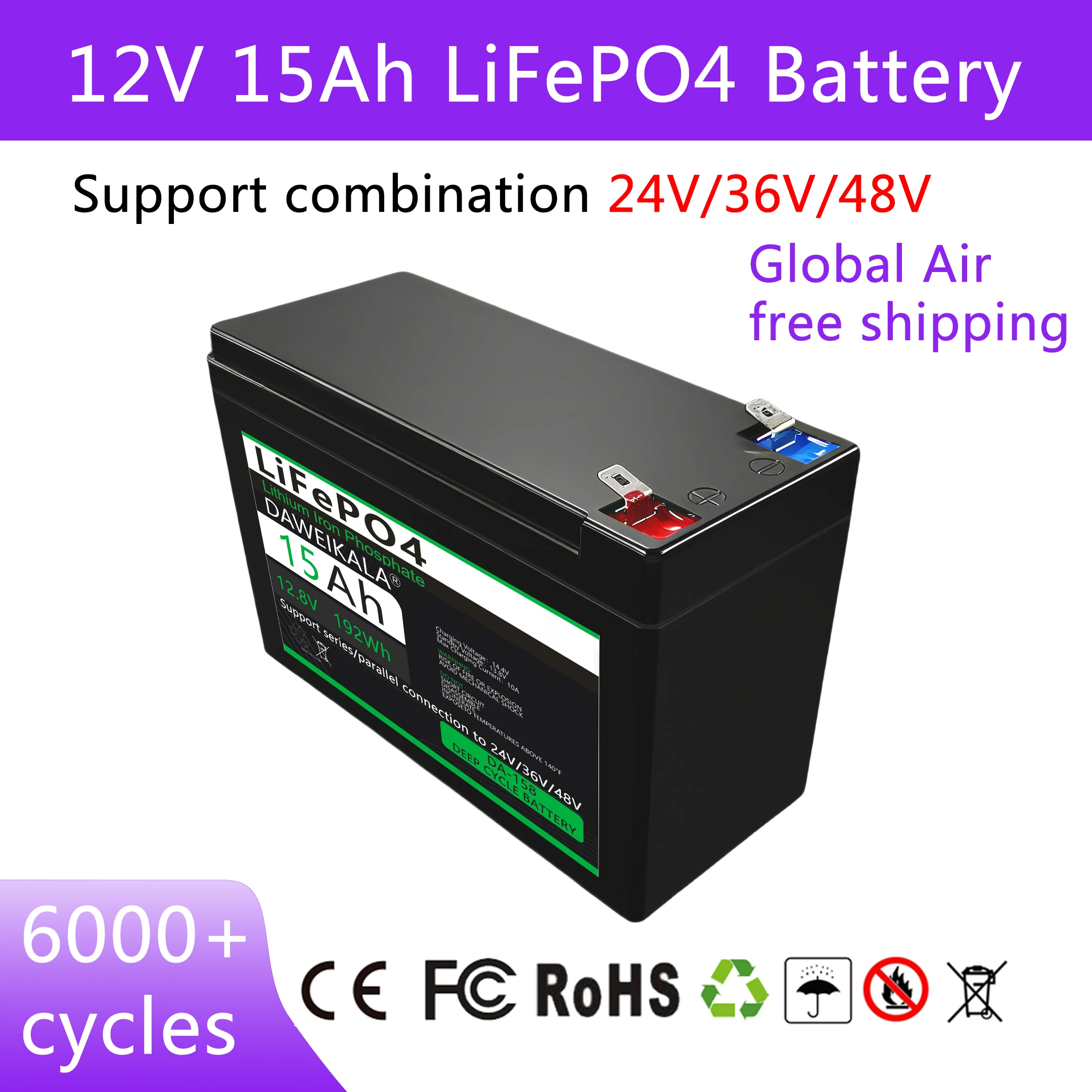 6Ah 12Ah 15Ah 12V LiFePO4 بطارية للأطفال سيارة سكوتر مع المدمج في BMS قابلة للشحن بطاريات ليثيوم فوسفات الحديد