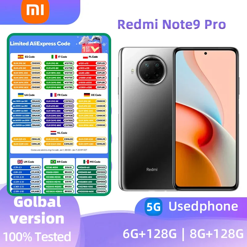 Xiaomi Redmi Note9 Pro 5G Android 6.67-inch RAM 6G ROM 128G Qualcomm Snapdragon 750G Used phone