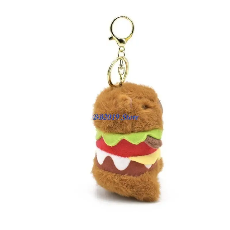 Q0KB Cartoon Plush Keyring Capybara Doll Ornaments Carkey Pendant Women Purse Decors