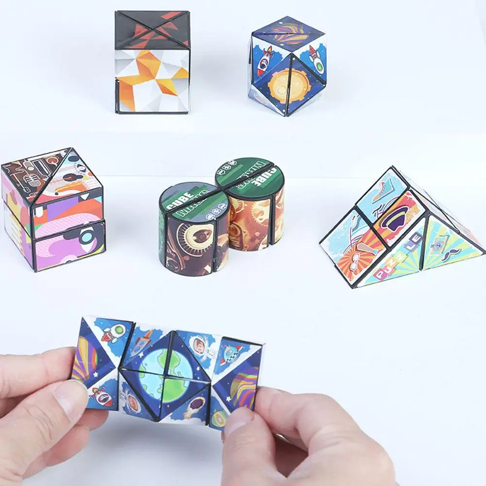 Versatile Magic Cube Anti Stress Fidget Toys For Kids Geometric 3d Infinite Puzzle Cube Grownups's Antistress Toy Q2x1