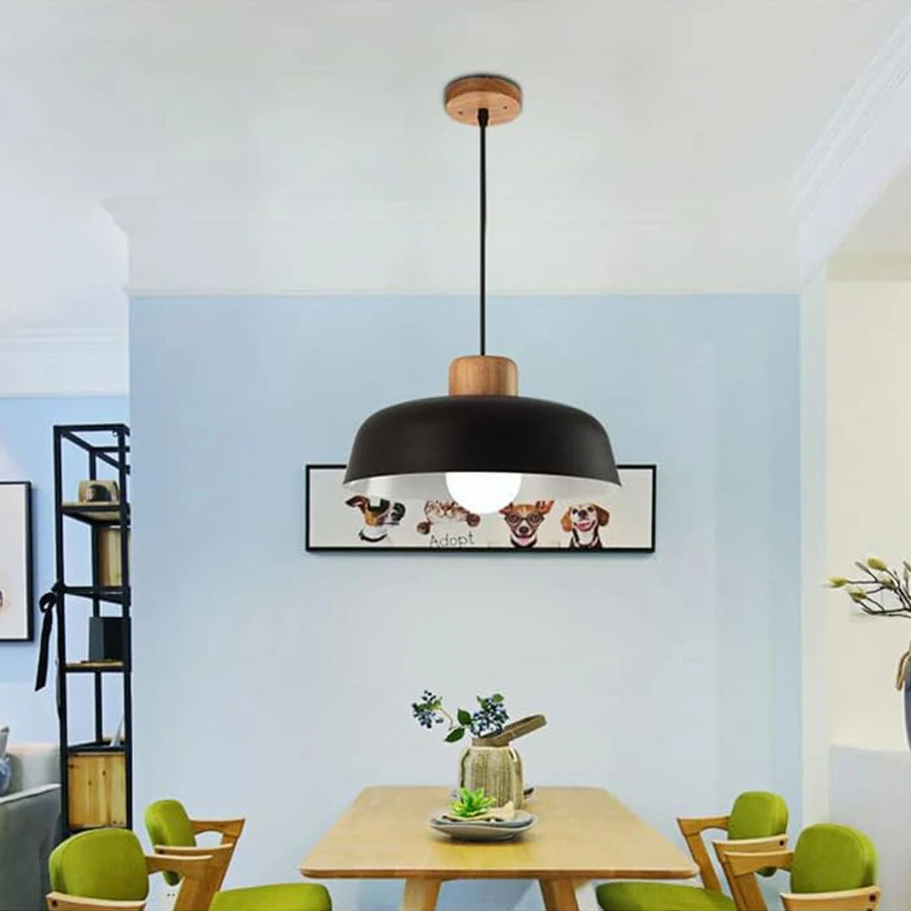 Nordic Wood Aluminum Pendant Lights Modern Hanging Lamps Kitchen Living Room Chandelier Lighting E27 LED Loft Lampara De Techo image 5