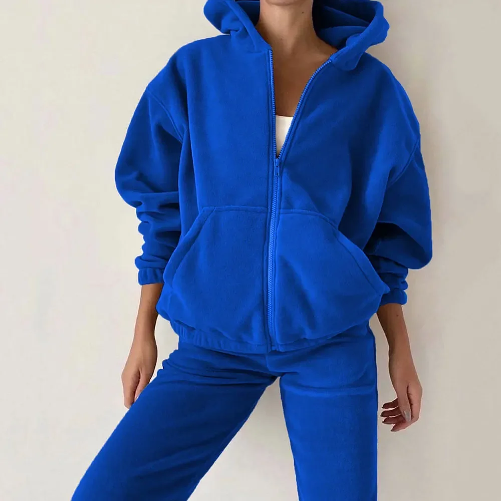 Spring 2024 Women's Brand Velvet Fabric Tracksuits Velour Hoody Track Suit Hoodies and Pants Oversized Sportswear Two Pieces Set