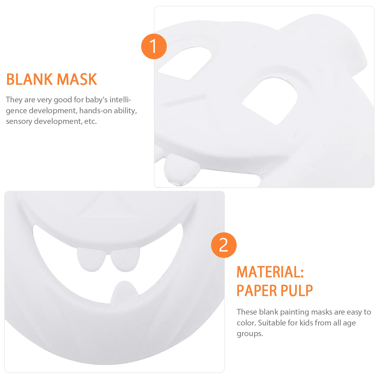 

4Pcs Pumpkin Paper Pulp Blank Masks DIY Painting Halloween Party Favors Kids Hands-on Intelligence Development