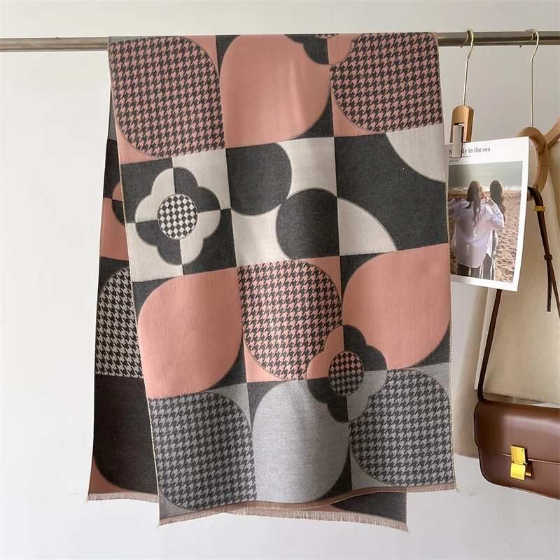 وشاح الشتاء للنساء الكشمير الدافئة طباعة الباشمينا بطانية يلتف الإناث سميكة لينة Bufanda شرابة شال Echarpe المعطف سرق