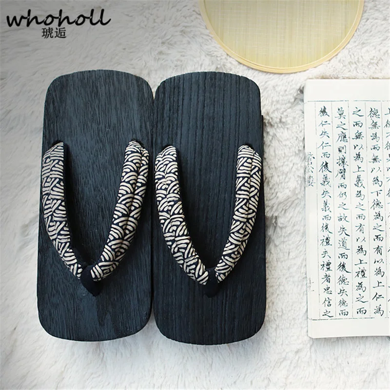 WHOHOLL Original Geta ผู้หญิงญี่ปุ่น Kimono Clogs ชุดคอสเพลย์ไม้รองเท้า Flip Flops แพลตฟอร์ม2ฟันรองเท้าแตะ