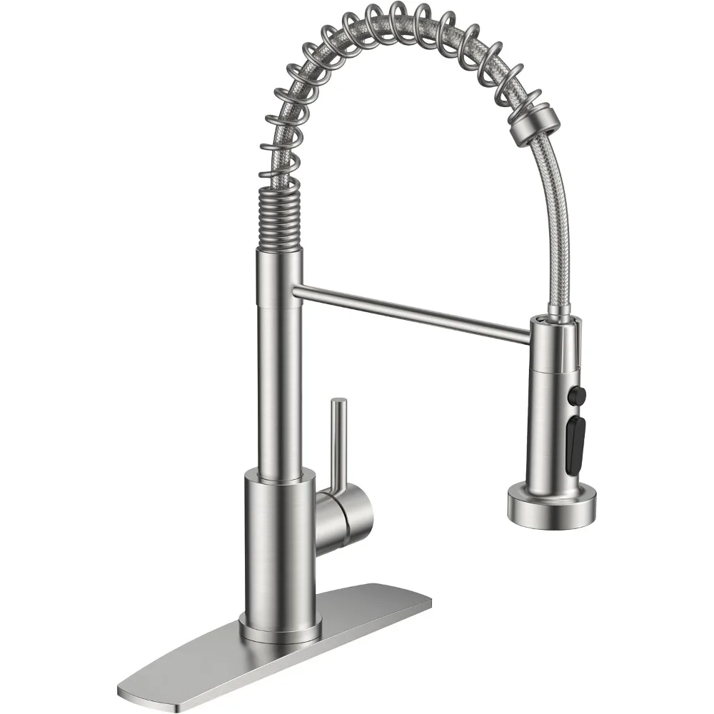 Stainless Steel Single Handle Faucet with Brushed Nickel Finish and 3 Modes Sprayer for Outdoor Laundry, RV, Bar Applications