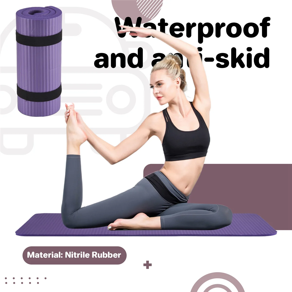

A07R 15MM Thick Yoga Mat Comfort Foam Knee Elbow Pad Mats for Exercise Yoga Pilates Indoor Pads Fitness Training,Purple