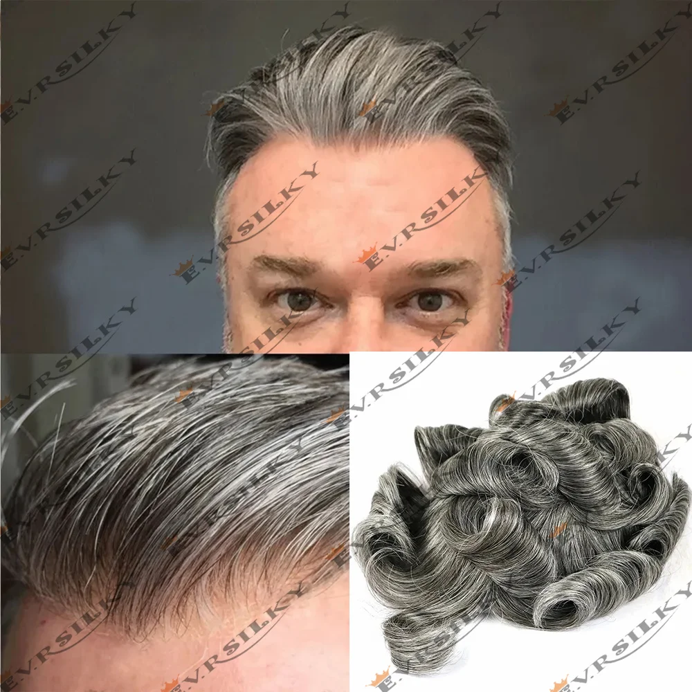 Grey Black 1B30 1B65 1B80 Bleached Knots Durable Q6 Toupee Invisible Lace Front Men's Wig Ash Blonde Brown Human Hair Wig System