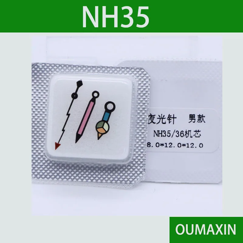 

Watch accessory repair kit NH35 NH36 movement watch needle three pin color hour minute second needle with luminous pointer