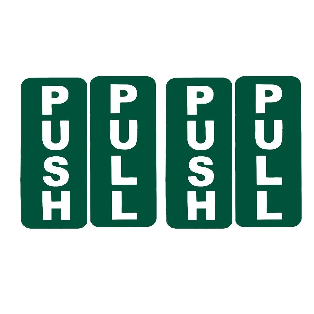 Señal de advertencia autoadhesiva para puerta, calcomanía de 180mm x 90mm, 4X, Push And Pull