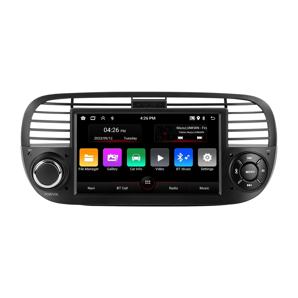 For Portable RGB Touch Screen Car Navigation with Android OS CarPlay & 360 Audio Stereo for Fiat 500 2007-2015