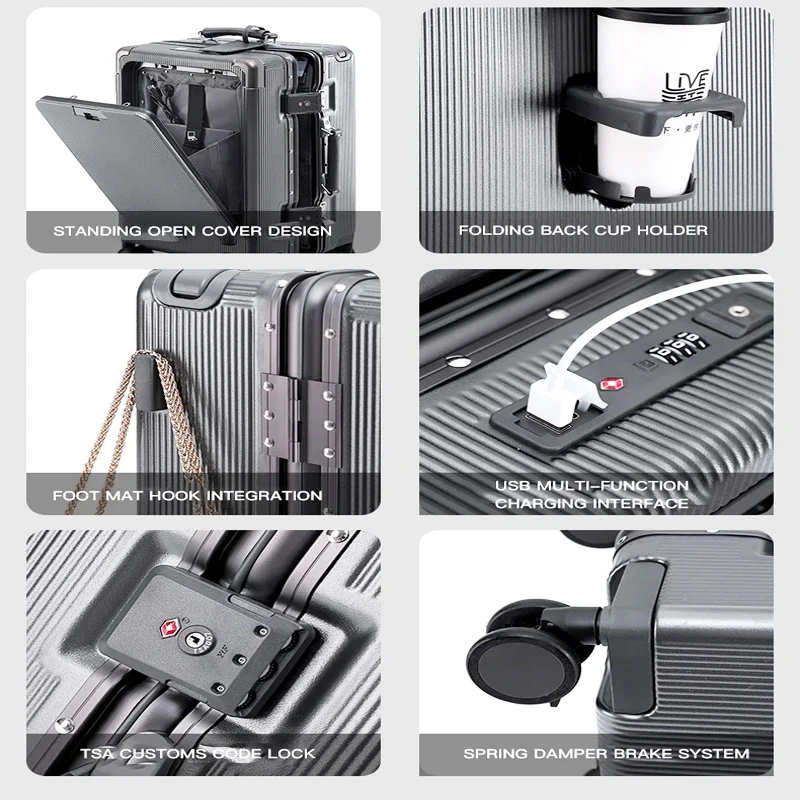 قسط الكمبيوتر واسعة عربة الأمتعة افتتاح الجبهة متعددة الوظائف المرأة 20 بوصة الصعود صندوق وحقيبة الرجال 24 بوصة كومبو