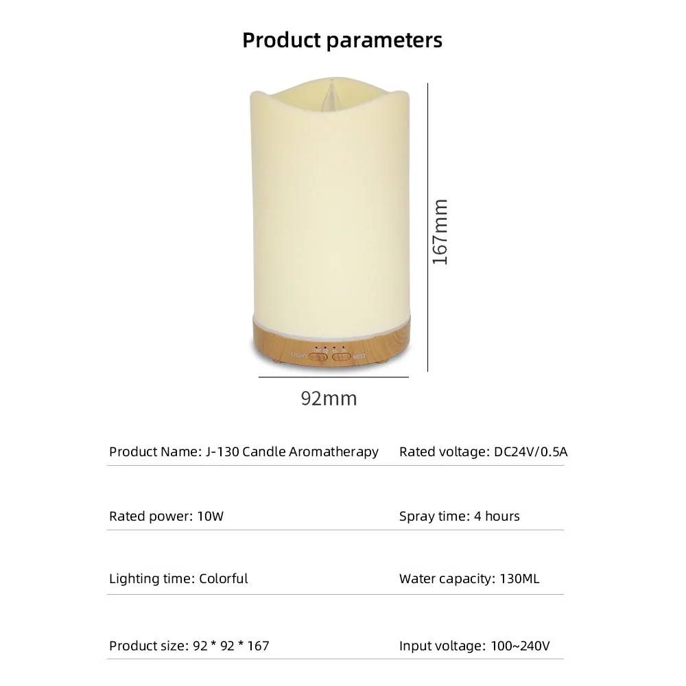 Aroma Diffuser with 3 Free Essential Oils 3-in-1 Candle Design Humidifier for Home Office - 7 Color Light, Timer, Auto Shutoff