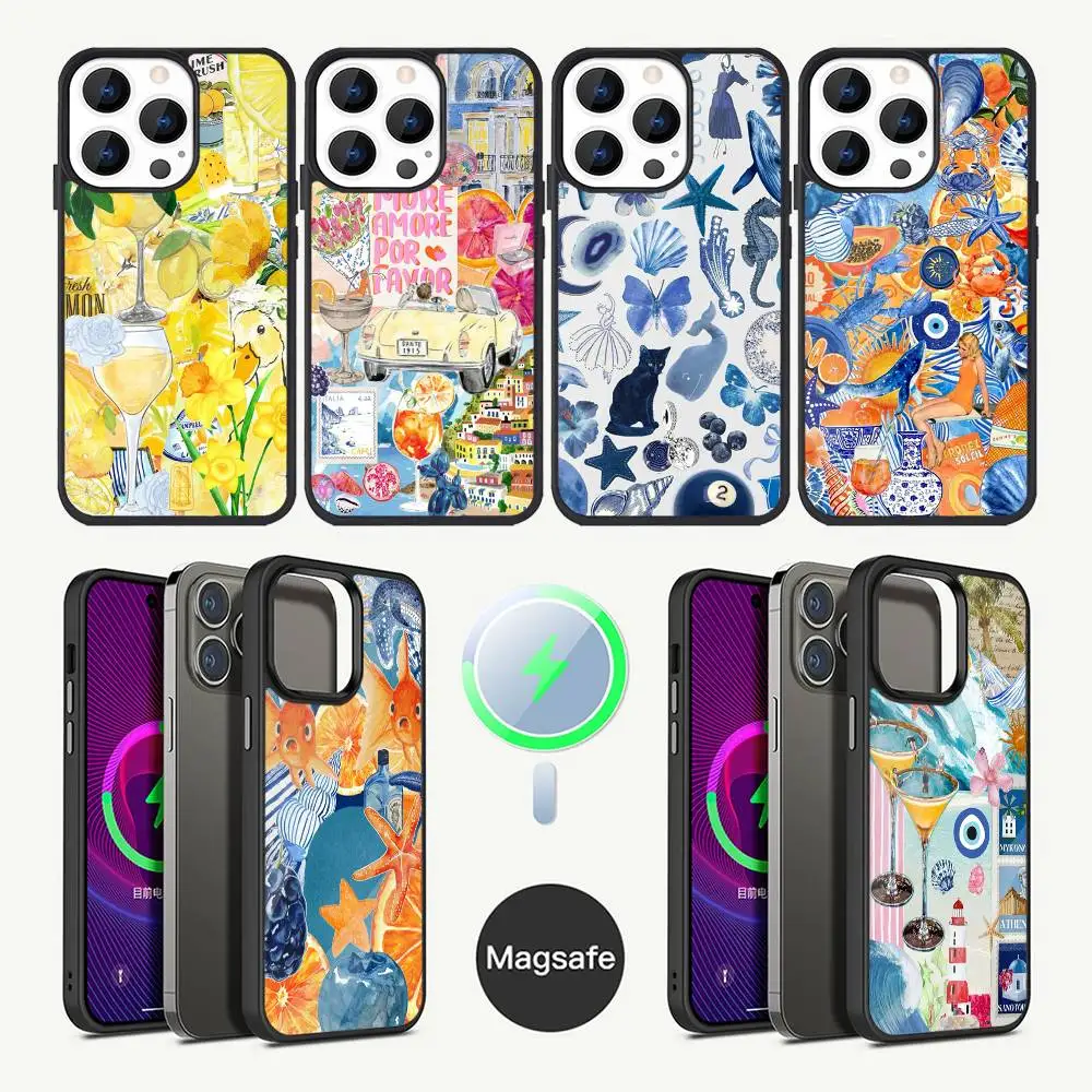 

Fruit cocktail sea collage Phone Case For iPhone 16,15,14,13,12,11,Plus,Pro,Max Mini Magsafe Magnetic Wireless Charging