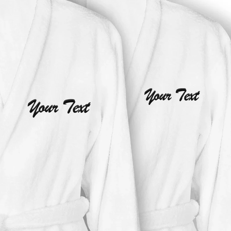 Personalized Cotton Bathrobe 1 Piece Terry Cotton Unisex Robe Monogrammed Bathrobe Mrs Mr Couple Batchrobes Matching Wedding