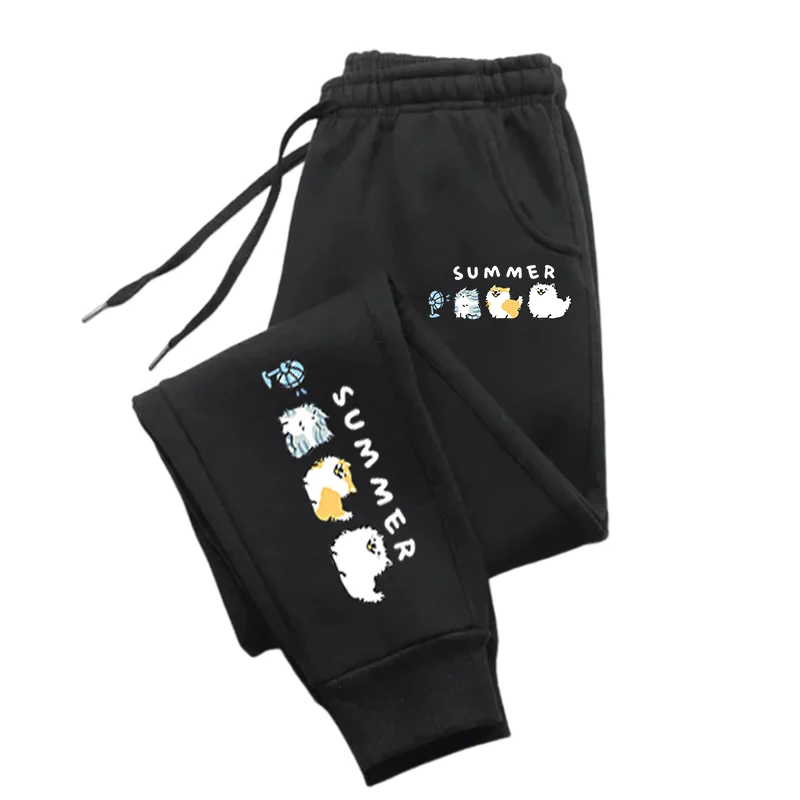 

Three Dogs Lined Up To Blow Fans Printed Woman Pants Sportswear Casual Woman Pant Creative Fleece Trousers Sport Fashion