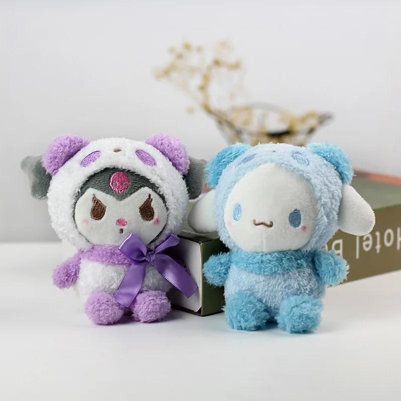 12cm Kawaii Sanrio Keychain Plush Anime Kuromi Doll Keyring Hello Kitty Plushie Cinnamoroll Key Bag Pendant Toy Gift for Girls image 3