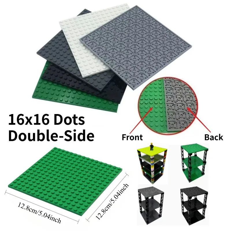 Classic Building Block with Double-sided Base Plates 16x16 Dots Suitable for DIY Assembly Includes MOC Granule Accessories