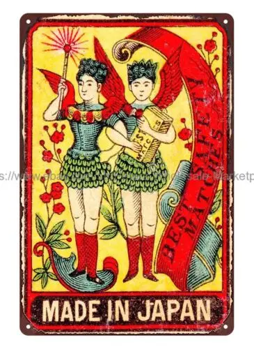 Asian matchbox art Japan metal tin sign metal garage shop wall decor tin sign