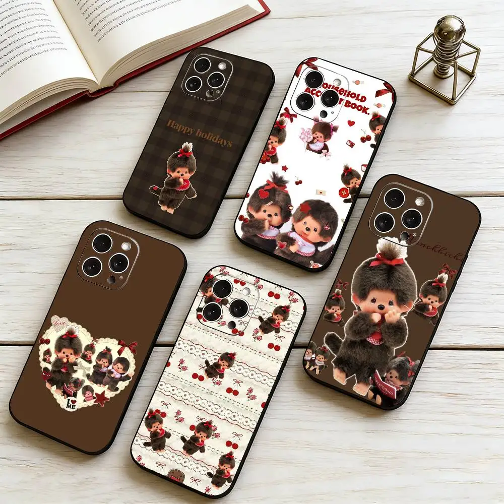 M-Monchhichis Cute-E  Phone Case For iPhone 17,16,15,14,13,12,11 Plus,Pro Max,XS,Soft Silicone Black Cover Gift