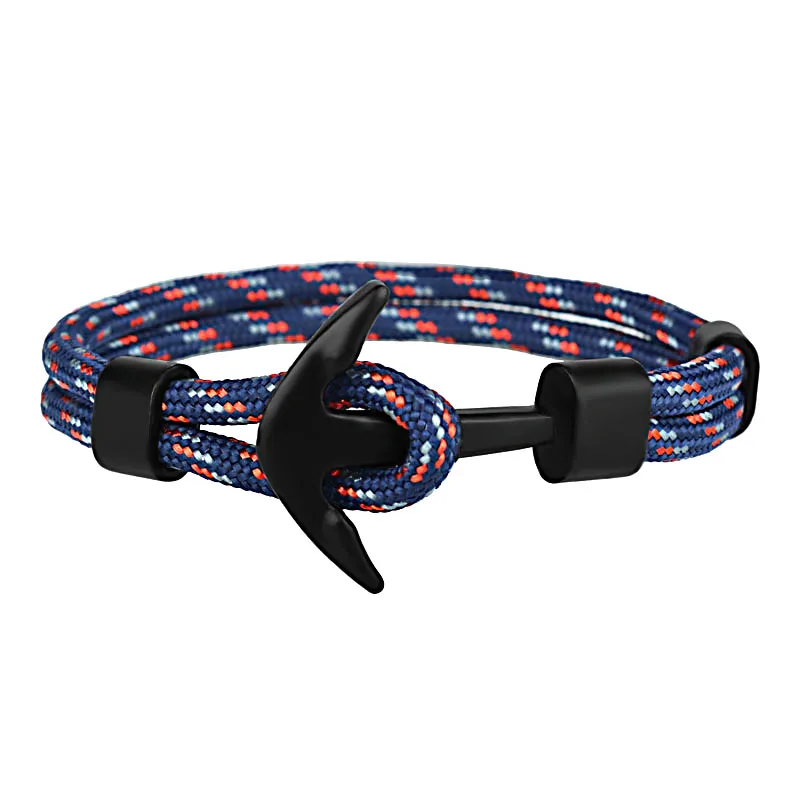 Kirykle Hot Sale Couple Bracelets Fashion Alloy Anchor Bracelets Bangles Braided Polyester Rope Bracelets For Women Men Gifts image 3