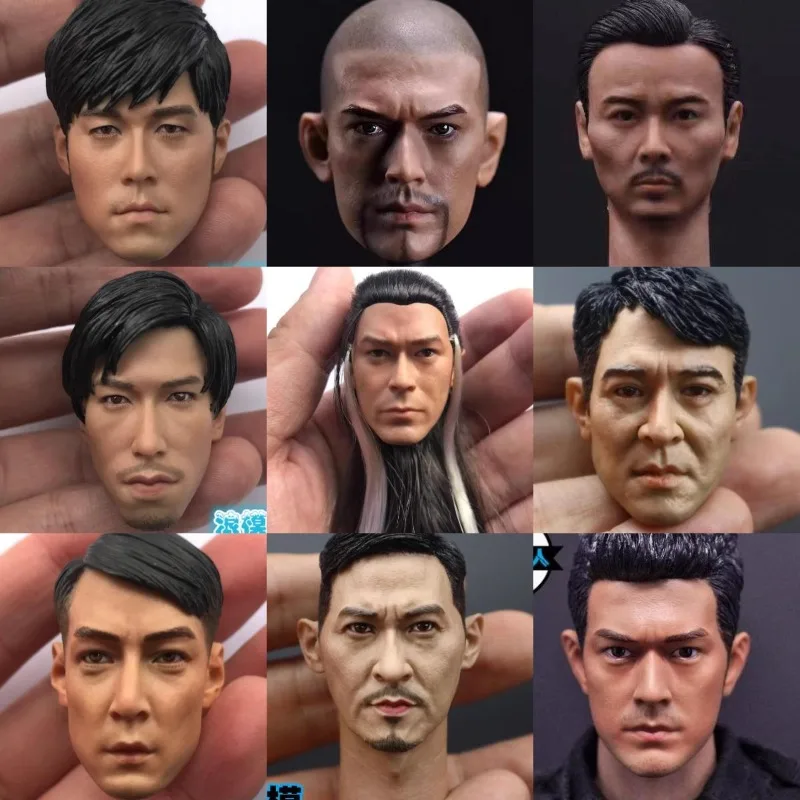 

1/6 Scale Asian Chinese Actors Head Played Male Action Figure Head Carving Sculpt Model for 12" Doll Toys Collections