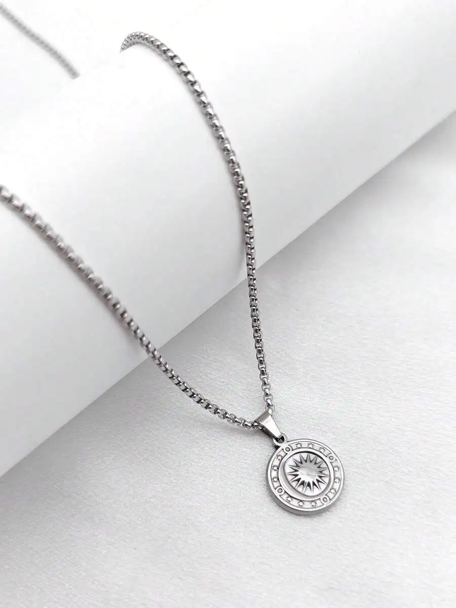 

Stainless Steel Sun Star Pendant Necklace For Adults