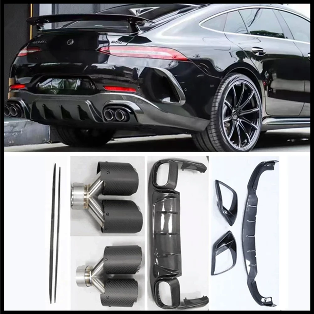 For Mercedes Benz AMG GT63 GT63S 4-Door 2019-2023 Real Dry Carbon Front Lip Rear Diffuser Bumper Body Side Skirt Kit Spoiler