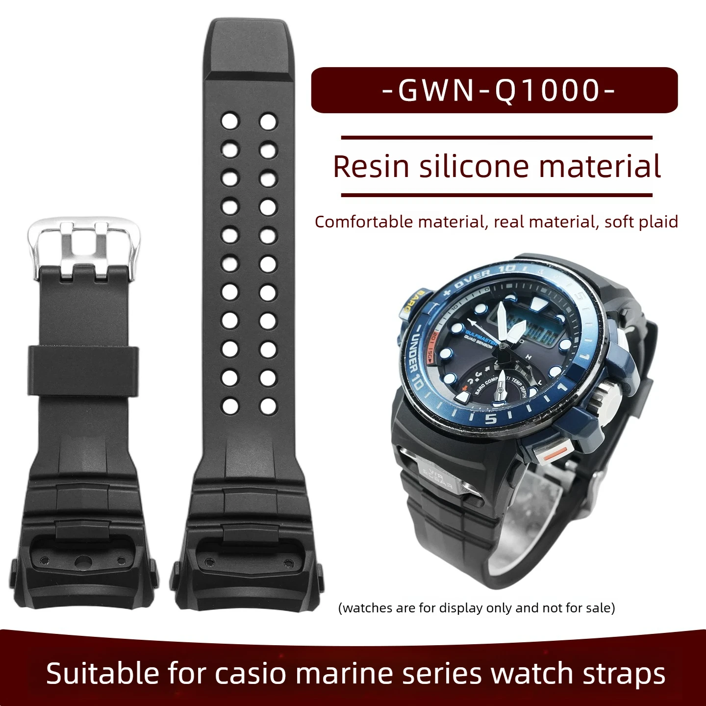 Modified Outdoor Sports Strap GWN-Q1000 Resin Silicone Replacement Strap Suitable for Casio Nautical 5477