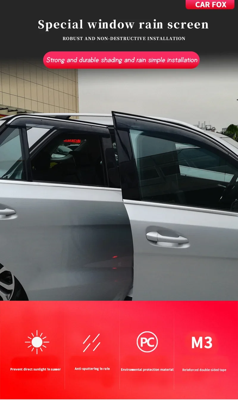 For Toyota Land Cruiser Prado FJ90 MK2 J90 1997-2002 Window Visor Rain OR Shine Side Window Deflector Shades Ventvisor Strip view 4