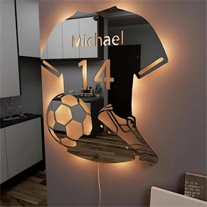 Personalisierter Fußball -Hemdspiegel, benutzerdefinierter Name Licht, einheitliche Nummer, LED -Spiegel, Nachtlicht, Zimmerdekoration, Weihnachtsgeschenke 6 Hauptverkauf von Fußballhemd - №2