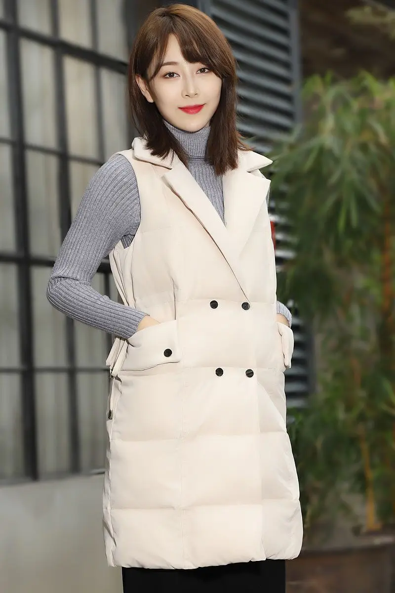 

Модный хлопковый жилет для женщин средней длины, утягивающий стиль, осень-зима, Новое поступление, корейская версия, качественный хлопок TS436