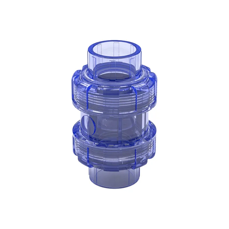 1PC 20-63MM PVC One Way Check Valve Blue Transparent Union Non-Return Valve PVC Pipe Fittings Plumbing System Parts Water Tube C