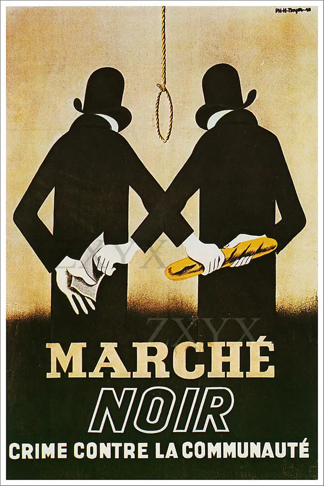 Vintage World War French Military Propaganda Poster Marche Noir