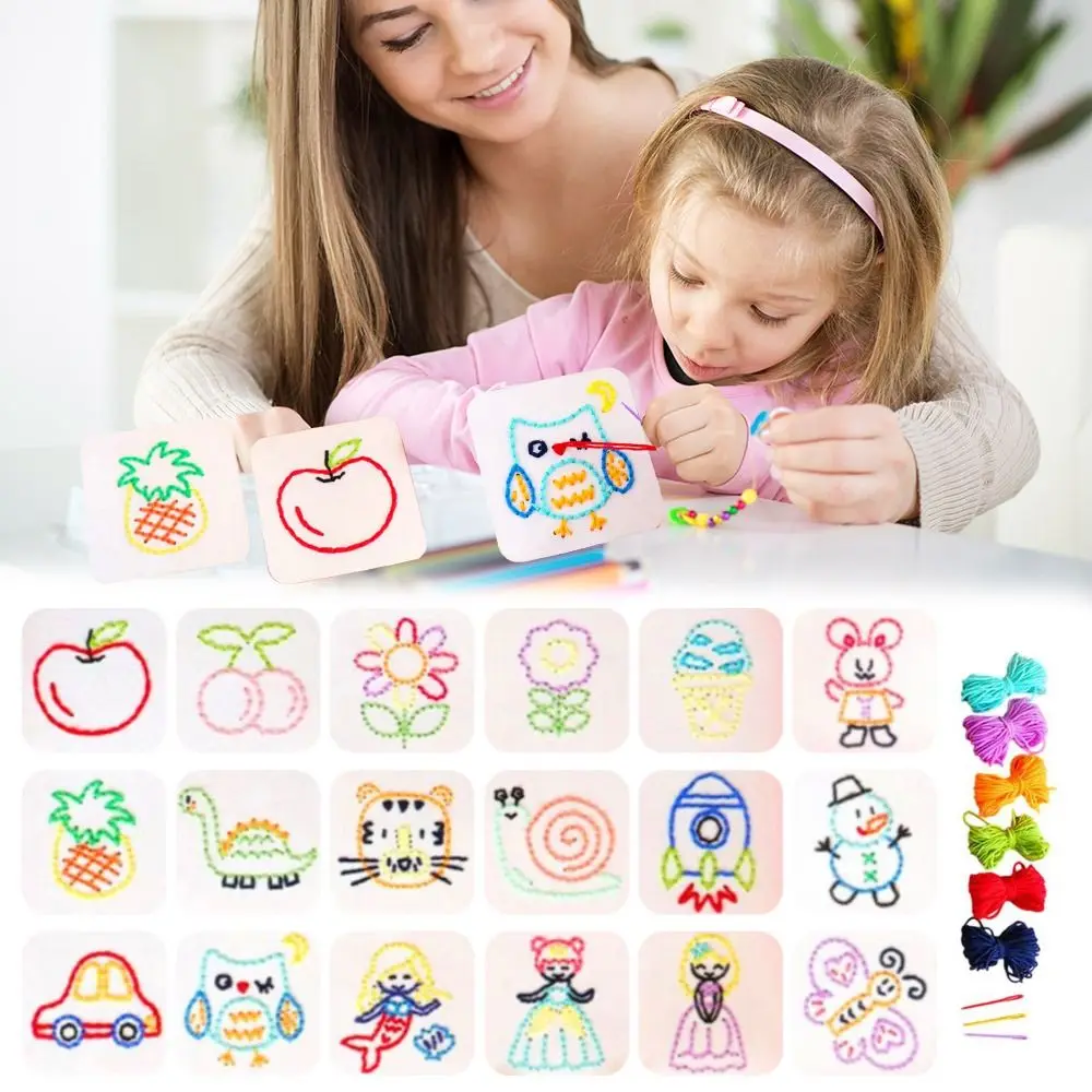 Gifts Handmade Children's DIY Threading Board Colorful Threading Toy Handmade Children's Sewing Reuse Sensory Thread Toy