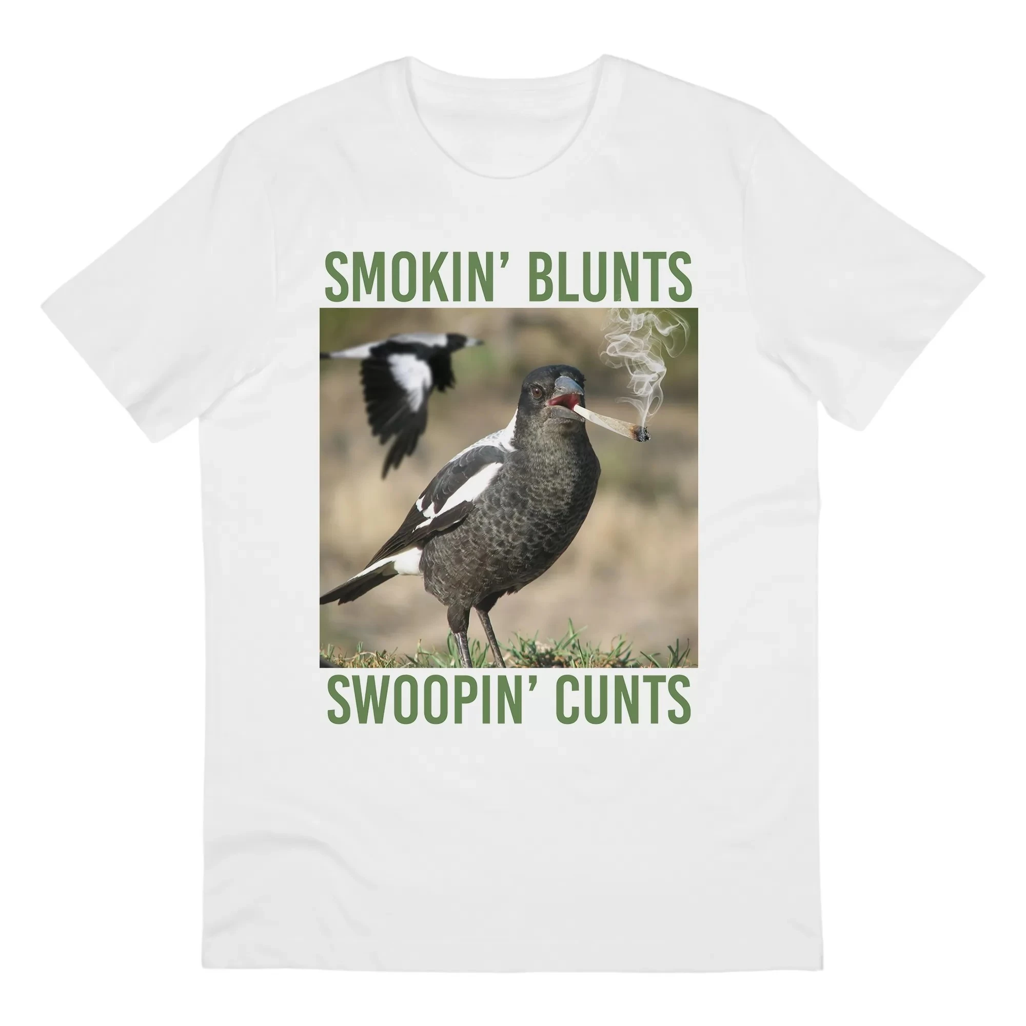 

Smoking Migratory Birds Graphic Printing Summer Luxury Brand Cotton Men's and Women's T-Shirts Short Sleeves Street Trend