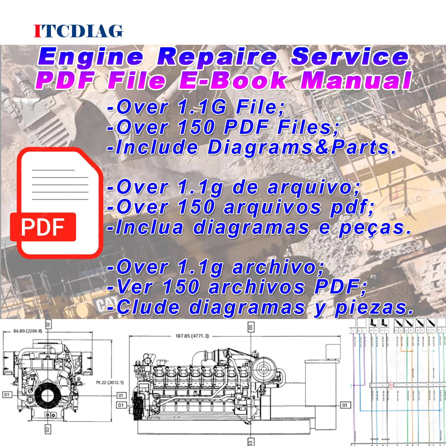 Engine Repaire Service Manual Over 150 PDF File For Caterpillar Engine Parts Diagrams for Gas Diesel Engine Excavator Truck