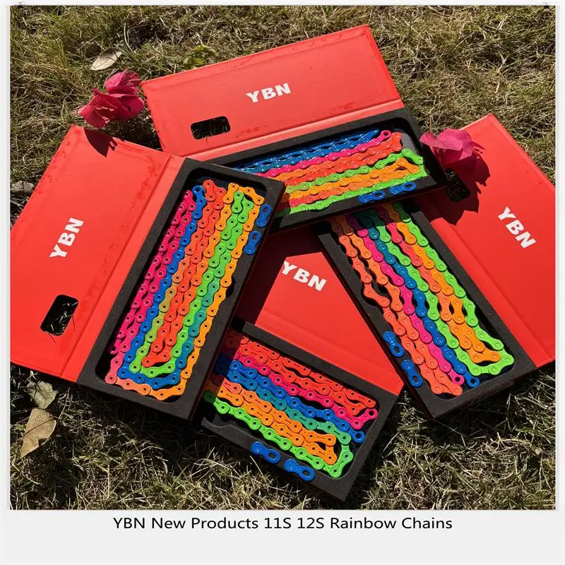 YBN New Products Bike Chain 11s 12s colorful rainbow Titanium coating MTB road bike chain for Shimano/ SRAM