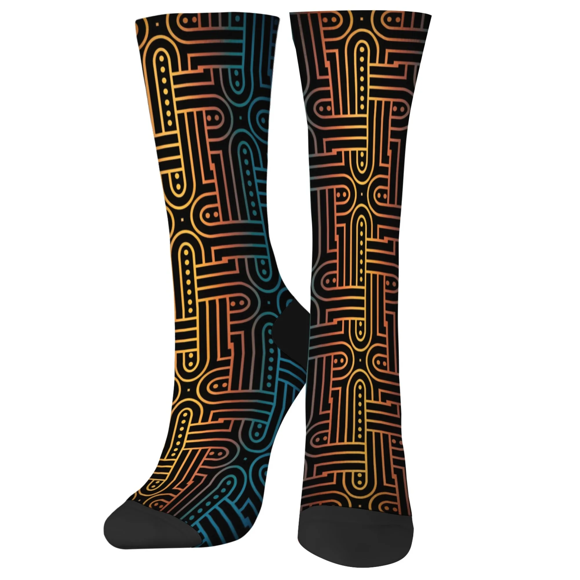 Geometric Maze Socks Durable Lightweight Smooth Men's Socks Travel Leisure Hiking Simple Stylish Harajuku Edgy Compression Socks