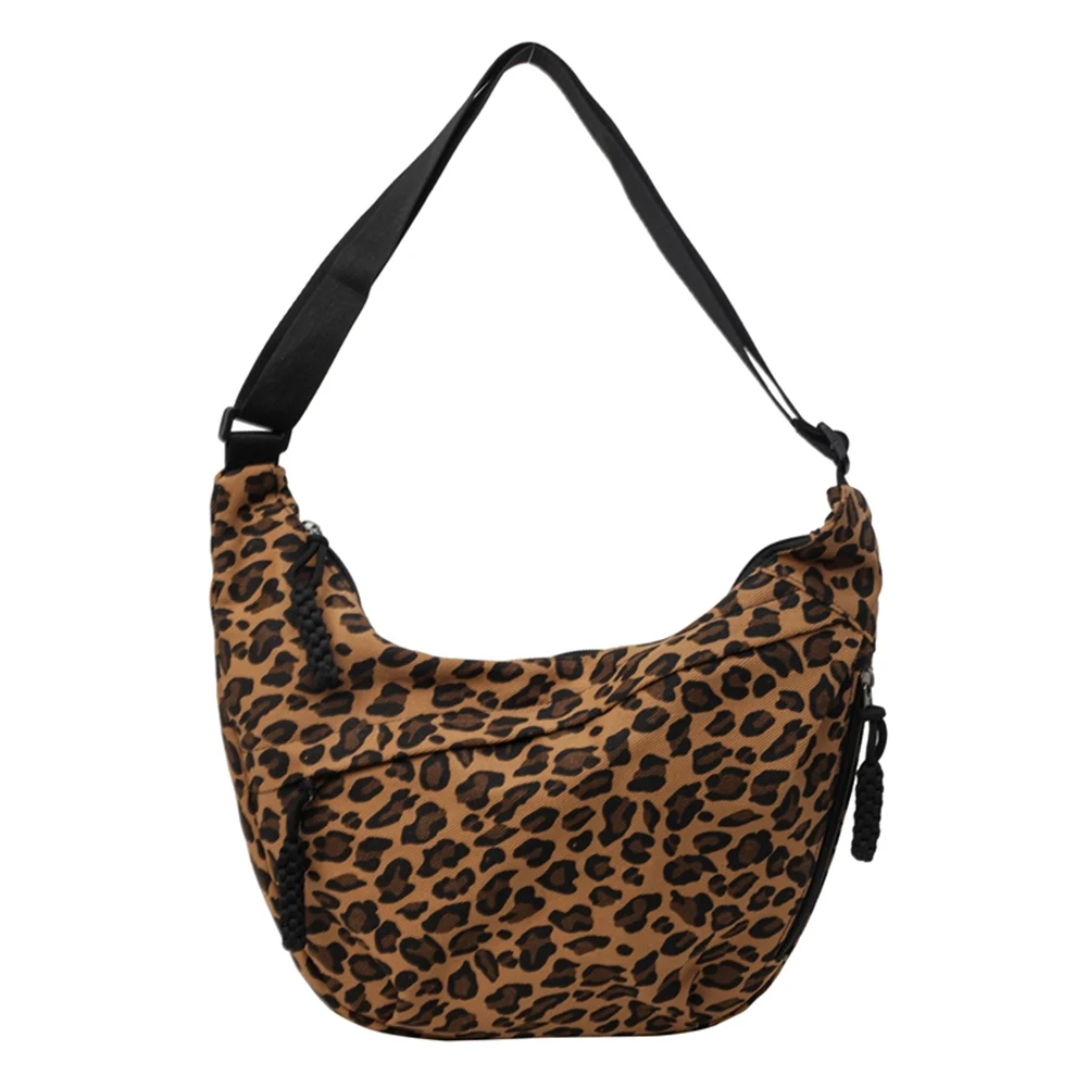 

Women Hobo Sling Bag Large Capacity Leopard Print Crescent Crossbody Bag Adjustable Strap Daily Messenger Bag Outdoor Travel Bag