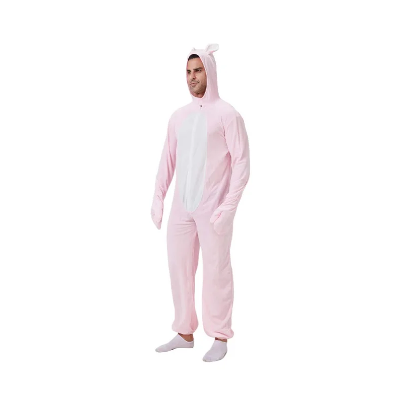 

Pink Bunny Adult Onesie Animal Cosplay Jumpsuit Men's and Women's Christmas Easter Party Costume