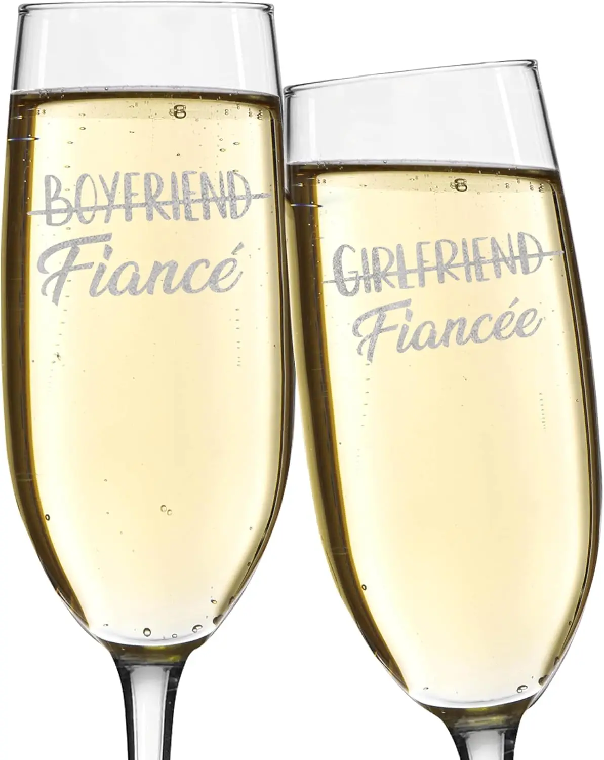 

His & Hers Engraved Champagne Flutes 8 oz - Couple Gift Set for Boyfriend to Fiancé & Girlfriend to Fiancée