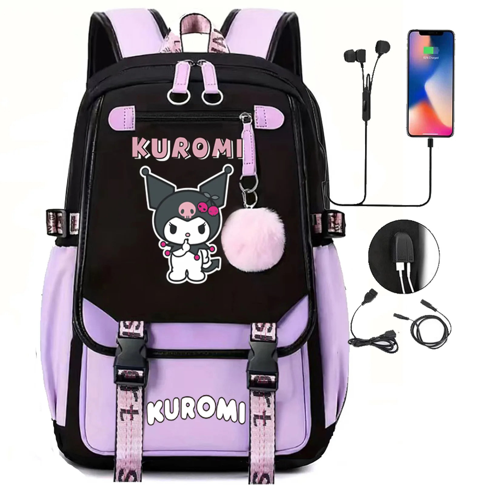 cartoon cute Kuromi New Kids Backpack Mini Schoolbag Girls and Boys Cute Shoulder Bag